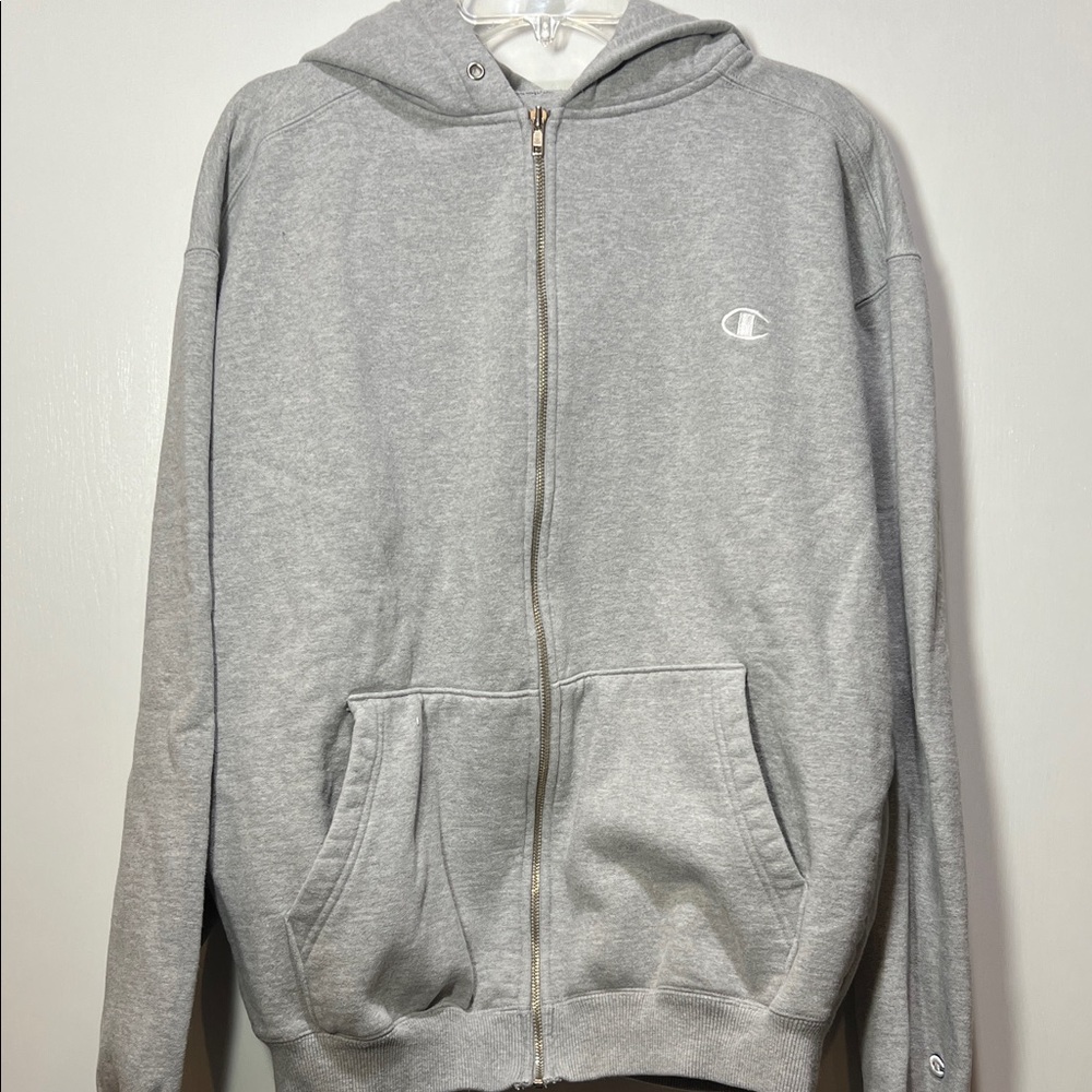 Champion Zip-Up Light Gray Hoodie